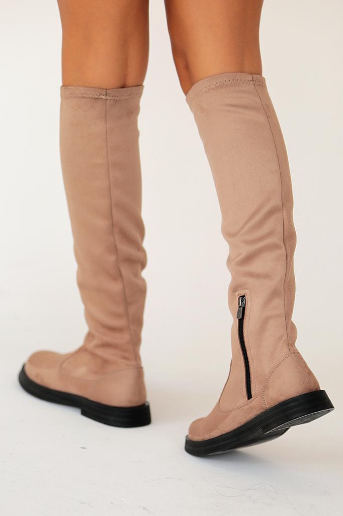 Эластичные женские ботинки на нескользящей подошве на молнии 020-9500-22Замша