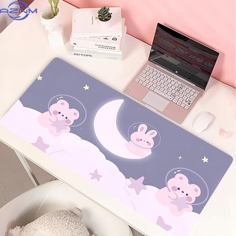 Lovely Rabbit Large Gaming Keyboard Mouse Pad Anime Green Plant Computer Gamer Tablet Mause Pad Long Mousepad 900x400 Cute Mats