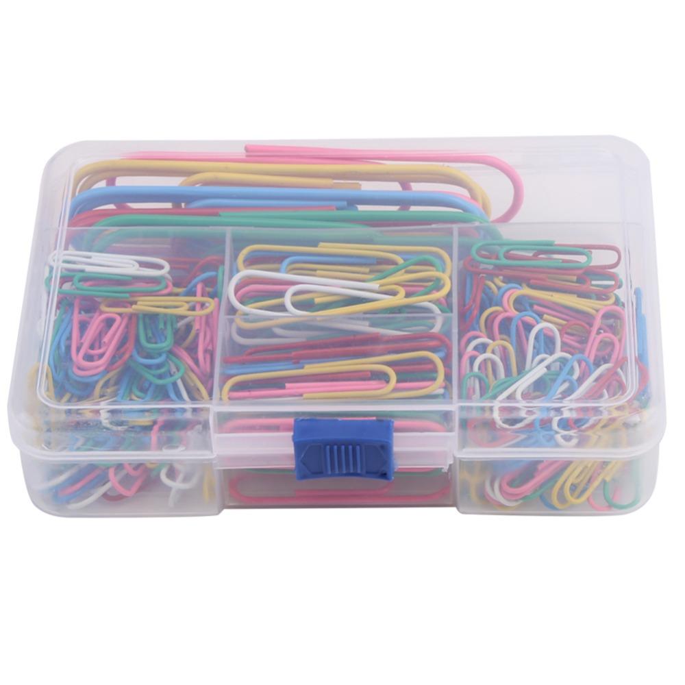250pcs Assorted Sizes Metal Clip Colored Coated Office Accessories Paper Clips Office Supplies