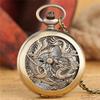 Bronze Dragon Phoenix Design Retro Quartz Pocket Watch for Men Women Pendant Chain Clock