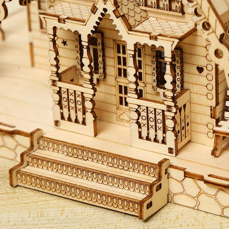DIY Деревянный 3D Модель-конструктор Вилла Светлый Замок Пазлы Сборная Игрушка Детский Взрослый Наборы Моделей Рождественское Украшение Подарок на День Защиты Детей