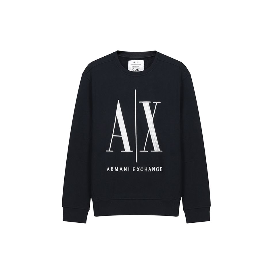 Armani Exchange Хлопковая толстовка с вышитым логотипом, круглым вырезом, длинным рукавом, мужская, темно-синяя, 8NZMPA-ZJ1ZZ-1510