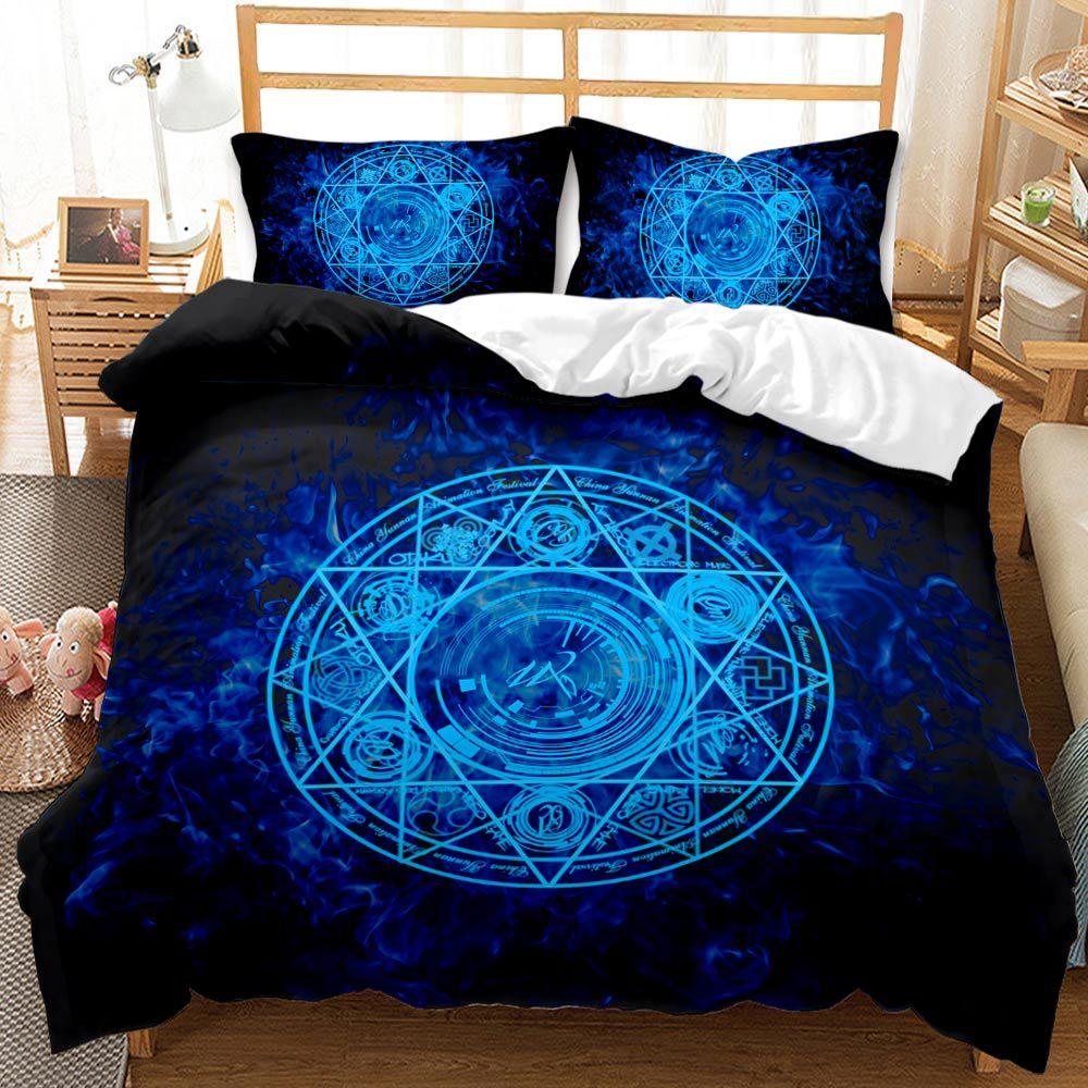 3D Starry Sky Feather Pattern Bedding Set Starry Plate Printed Quilt Cover and Pillow Case 2 or 3 Extra Large AU240 * 270 Home Decoration