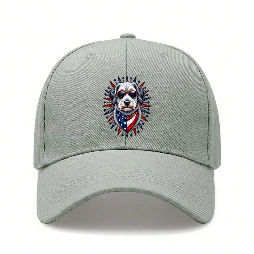 [Patriotic Baseball Cap] 2026  Unisex Dog With USA Flag Print Polyester Adjustable Breathable Sun Protection Casual Outdoor Sports Baseball Hat