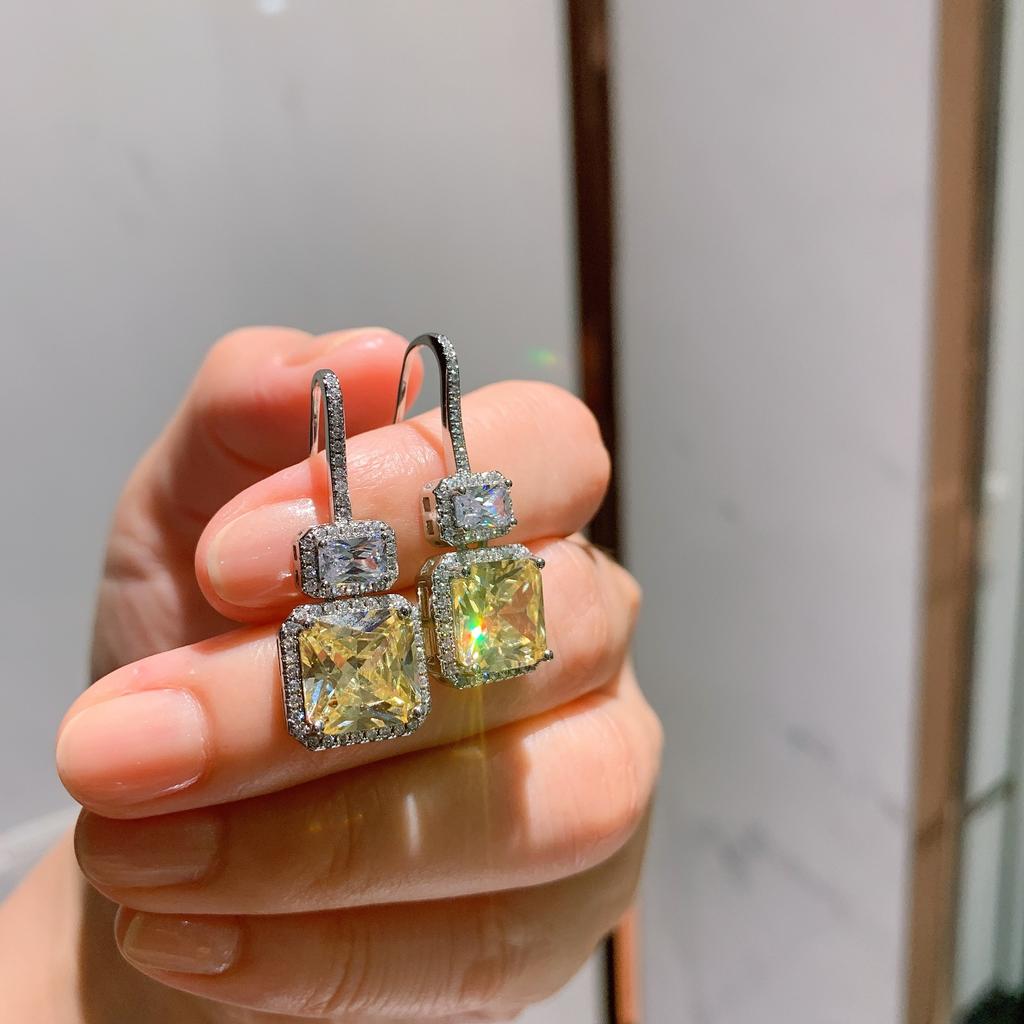 Ювелирные изделия Имитация Желтого Бриллианта Подвеска, Серьги-гвоздики Ожерелье, Женский Красочный Набор Сокровищ.