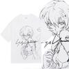 PANHUI Shin Seiki Evangelion Аянами Рей Футболка Мужская Короткий Рукав Белый Повседневная Одежда Топ Милый Летний Унисекс Свободная Большого Размера (L)