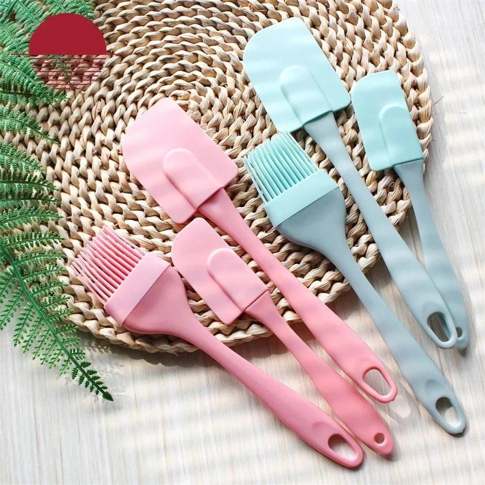 3PCS Cream Scraper DIY Cake Butter Spatula Mixer Oil Brush Kitchen Acceesories Silicone Spatula Non-Stick Kitchen Baking Tools
