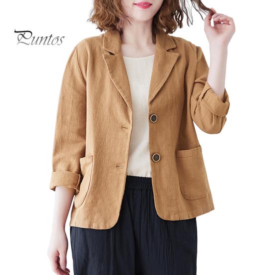 Костюм осень-весна, пальто с отложным воротником, свободный кардиган с длинными рукавами, однотонный, с двумя пуговицами, повседневная куртка