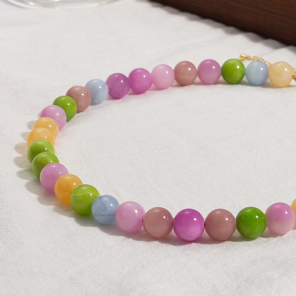 Трендовое ожерелье из дофаминового камня 2024: Свежий, Сладкий Китайский Стиль с Легкими Роскошными Бусинами