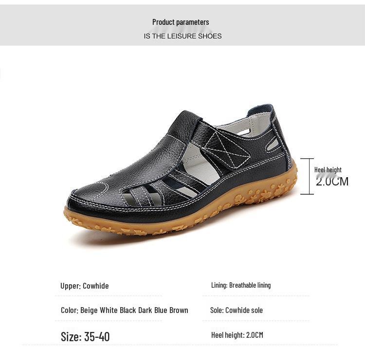 Летние Ретро Сандалии-липучки из Натуральной Коровьей Кожи Ручной Работы с Мягкой Подошвой