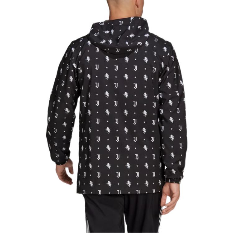 adidas SS22 Однотонная мужская куртка с капюшоном и логотипом, полный принт, длинный рукав, верхняя одежда, черный цвет HB6013