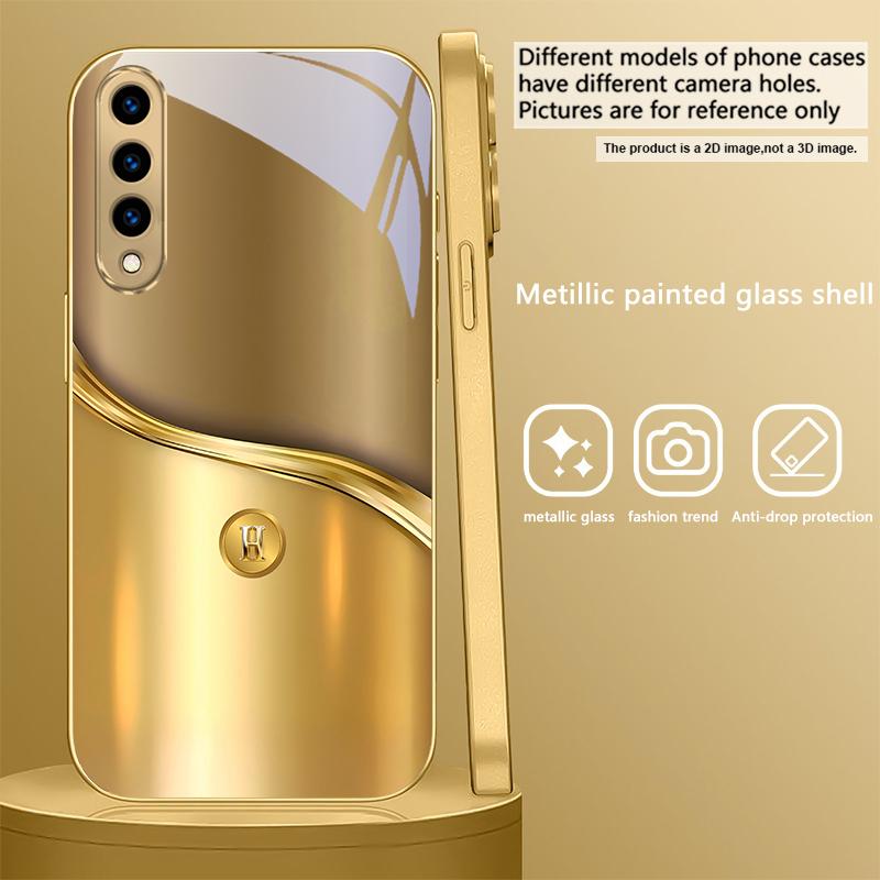 Металлические буквы Для Samsung A 31 32 A33 A34 35 14 A15 13 A16 25 A26 50 52 53 54 55 56 70 71 72 73 Золотой стеклянный чехол для телефона