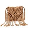 Soft Cotton Straw Bag for Lady Crossbody Bag Knitting Tassel Purse Shoulder Bag Beach