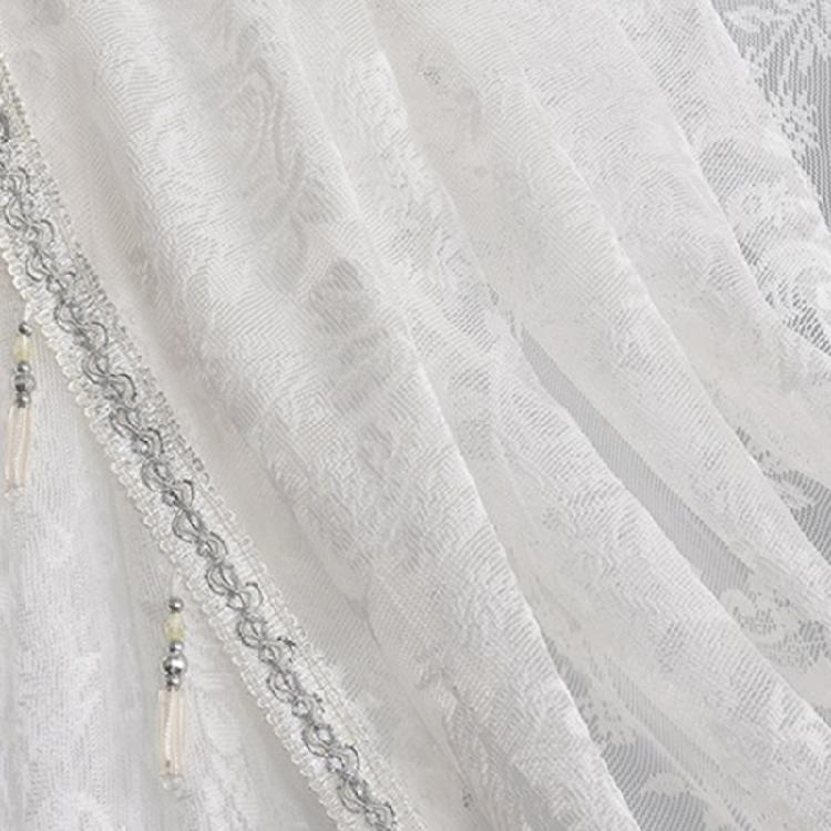 Изящный ламбрекен Gracefuls Laces с бисерной отделкой и цветочной вышивкой для улучшения атмосферы спальни или гостиной