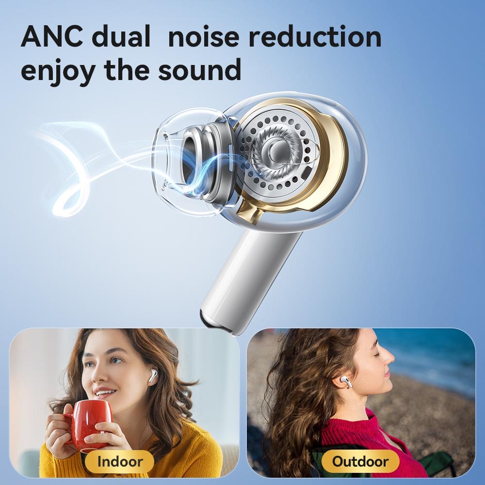 ANC Активное шумоподавление Bluetooth 5.3 Наушники ENC Call HIFI Stereo Superb Bass Беспроводные наушники Спорт Игровой