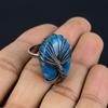 Tree of Life Neon Blue Apatite Gemstone Copper Wire Wrapped Handmade Jewelry Ring For Gift