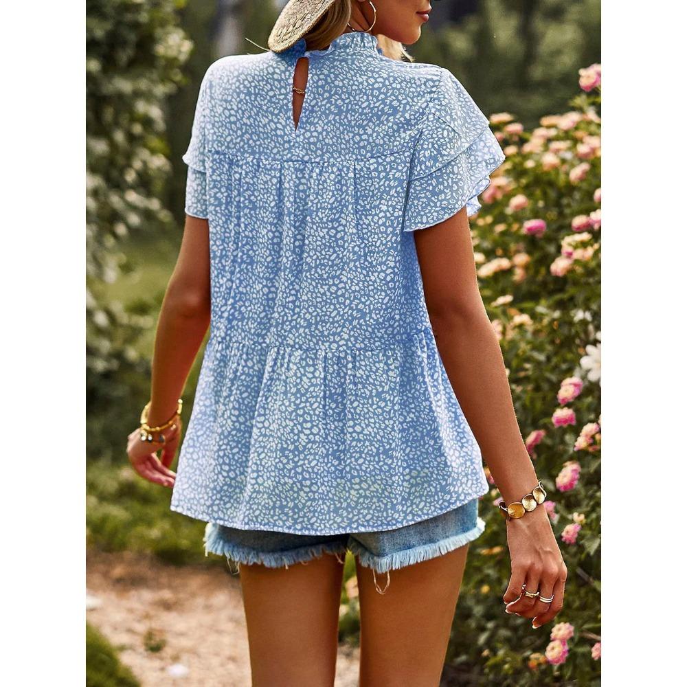 GMXIA Весна-лето в горошек с коротким рукавом шифоновая рубашка-основа для женщин