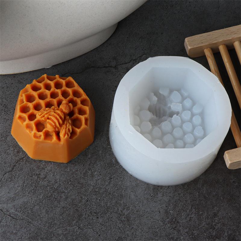 3D Силиконовая форма для свечей «Пчела и соты» DIY Геометрическая шестиугольная форма «Улей» для изготовления свечей из пчелиного воска, мыла, медовых сот, эпоксидной смолы