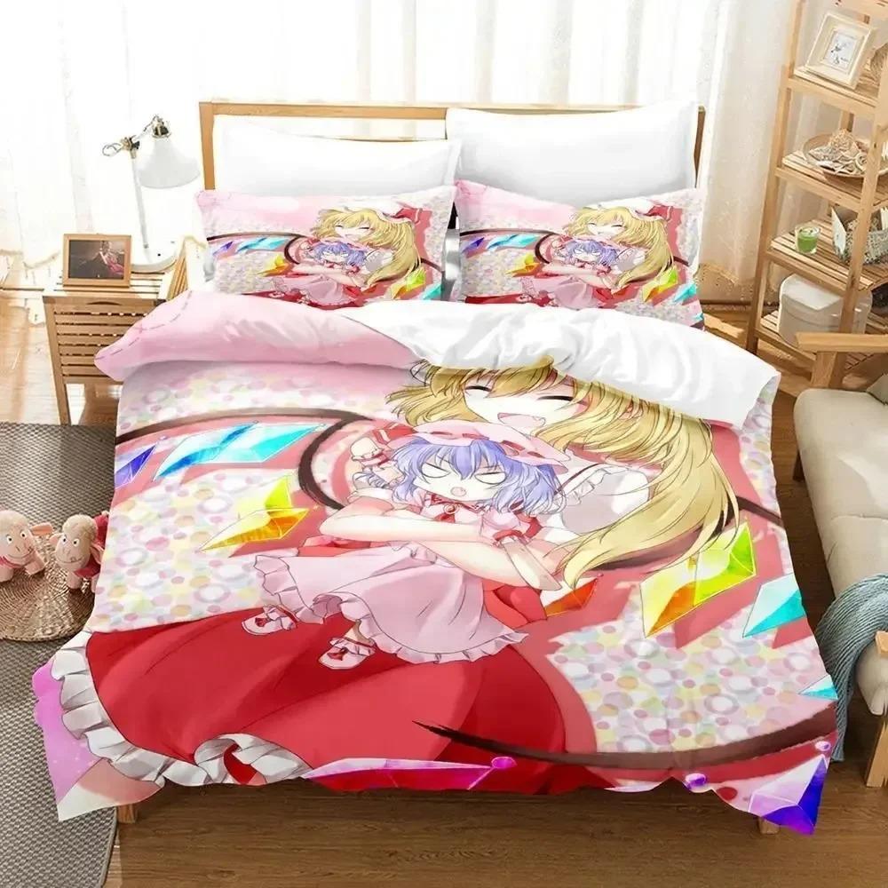 3D Touhou Project Ремилия Алая Комплект Постельного Белья Картонная Коробка Аниме Взрослые Дети Спальня с Мягкой Тканью Пододеяльник Комплекты 3D Каваи Молодые Девочки