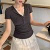 Хараюку Сладкий сексуальный кружевной V-образный вырез y2k топ женская футболка лето винтажный повседневный облегающий фейк из двух частей футболки для женщин пуловер