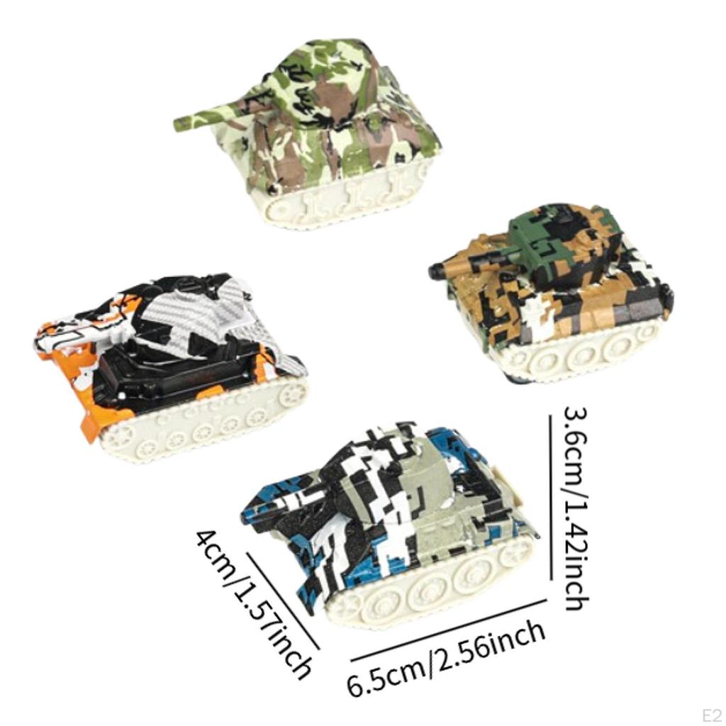 4 Pieces Toy Tank Model Alloy Metal Vehicles 1:76 Scale Playset DIY Ornament Armored