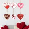 Wooden Craft Heart Shaped Pendant, Valentine's Day Party Decoration, Love Hanging Sign, Wedding Decoration Pendant