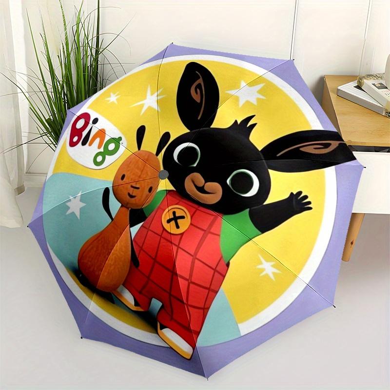 Bing, Rabbit Automatic Folding Umbrella 8 Ribs, Durable Iron Frame, Bright Color Pattern Compact Travel Umbrella, Suitable for Outdoor, Bea