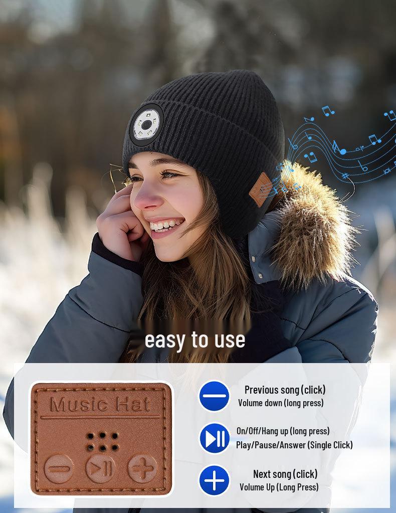 Светящаяся музыкальная шапка со светодиодами Bluetooth - Беспроводная, Цветная, Перезаряжаемая, Идеально подходит для праздничных выступлений