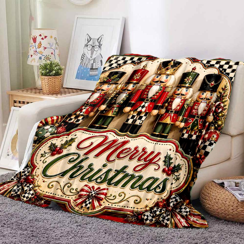 1Pc Christmas Holiday Icons Set Blanket Soft And Comfortable Casual Warm Camping Travel Christmas Halloween Gift M91740