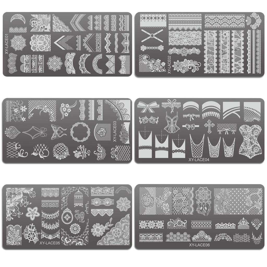 Французский стиль ногтей штампованные пластины кружево нержавеющая сталь трафареты печать на ногтях маникюрные инструменты для штамповки