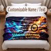 Fire Flames Theme Soft Blanket Personalized Custom Name Text Print Warm Blanket Home Sofa Bedroom Decor