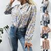 Women's Autumn Winter Top Printed Single Breasted Long Sleeve Shirt