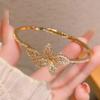 Niche four-leaf flower butterfly open zircon bracelet bracelet versatile hand jewelry women