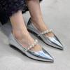 Модные женские туфли-лодочки с острым носком и бисером, плоские, неглубокие туфли Мэри Джейн, женский тренд 2024, зимние роскошные туфли для платья, новые повседневные туфли для женщин