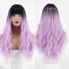 Halloween Cosplay Synthetic Wigs Ombre Purple Red Blue Pink Long Water Wave with Bangs for Woman Party Use