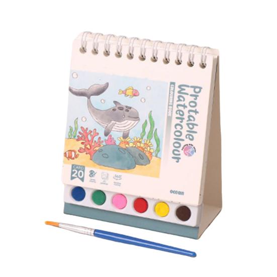 Набор книг для креативного рисования Листы акварельной бумаги с 6 цветовыми сетками Эргономичная кисть Мини-альбом для акварели Дорожный набор для взрослых Подарок
