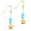 [Q1202] - Steel Designer Earrings 'Une Etoile Est Née' Turquoise Gold - 30x10 Mm