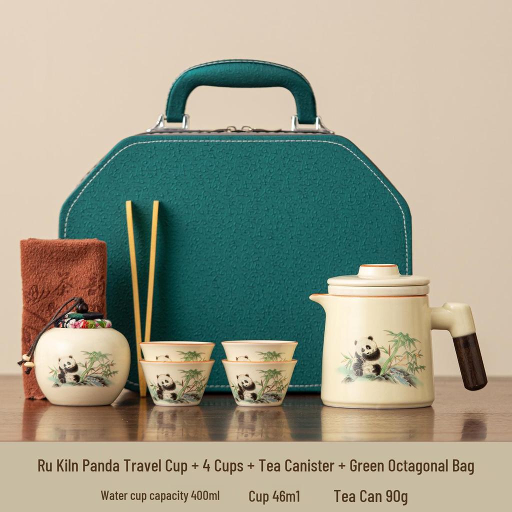 Portable Quick-Brew Travel Tea Set with Water Separation: One Pot & Four Cups