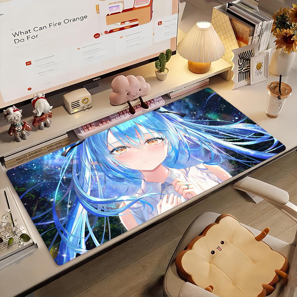 Gaming Mouse PadLarge Desk Mat Antislip Stitched EdgesGalaxy Blue Hair Elf Anime Girl Print Keyboard Pad for Office Gaming