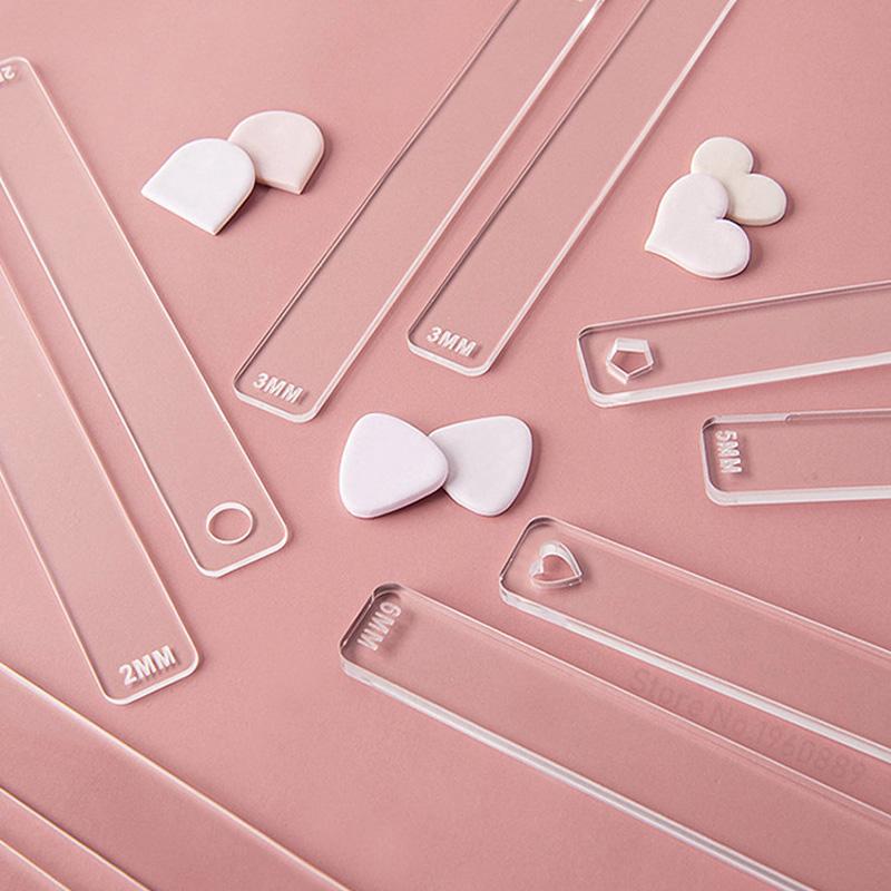 2 шт. Акриловый 2/3/4/5/6 мм Набор направляющих для раскатки теста Направляющие для скалки Измерительные полоски для теста Выравнивание для выпечки кондитерских изделий, печенья