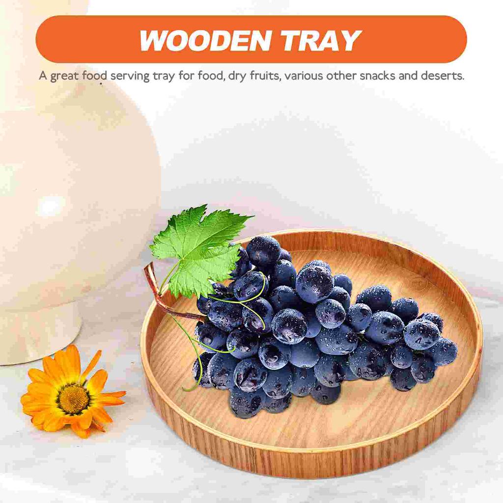 Round Wooden Tray Coffee Making Decorative Serving for Table Jewelry Organizer Cake Turntable Desktop Simple Sink