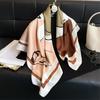 Manga Colored Imitation Silk Scarf with Simple Color Block Printing Twill Silk Korean Style Large Square Scarf Women's Shawl