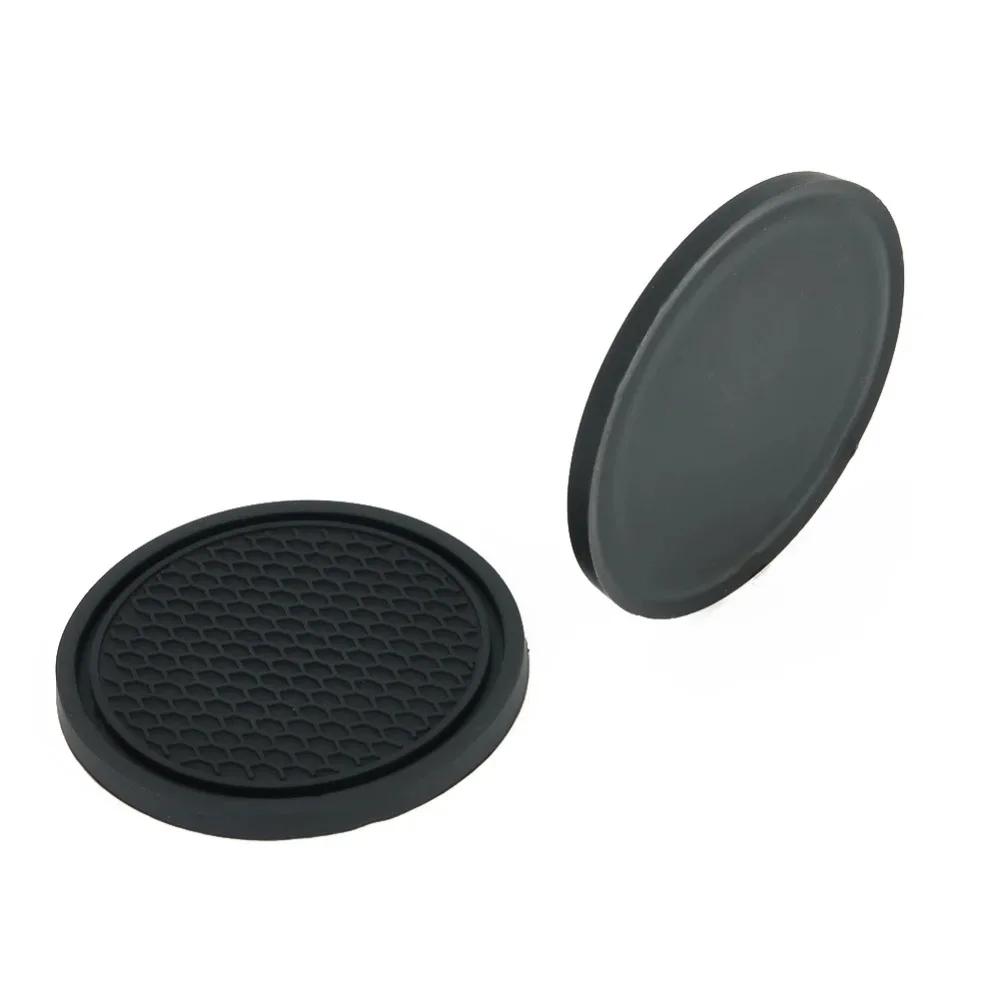 2pcs Black Car Auto Cup Holder Anti Slip Insert Coasters Pads Interior Accessories For Most Cups Accessories