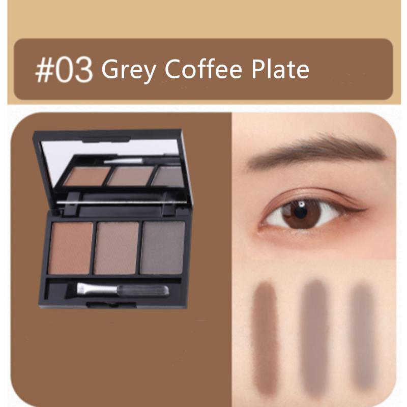 Трехцветный лоток для пудры для бровей, водонепроницаемый, не выцветающий, светлый для мужчин и женщин, серый, против пота, не выцветающий, долговечный