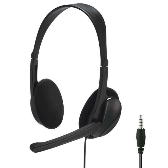 Casque avec micro - HAMA - PC stéréo - Noir - Télétravail - Confortable
