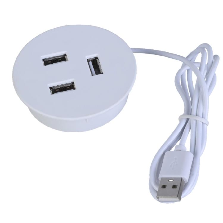3-портовая USB настольная заглушка для отверстия, круглая настольная зарядная станция для настольного компьютера, встроенный USB адаптер питания, аксессуары