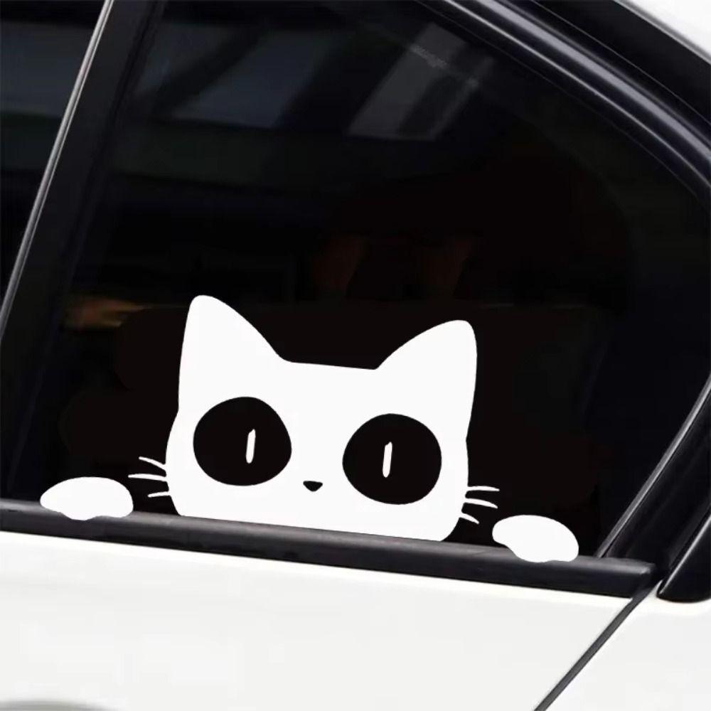 10pcs Black White Funny Kitty Decals Waterproof Cat Peeking Stickers Electric Motorcycle Stickers