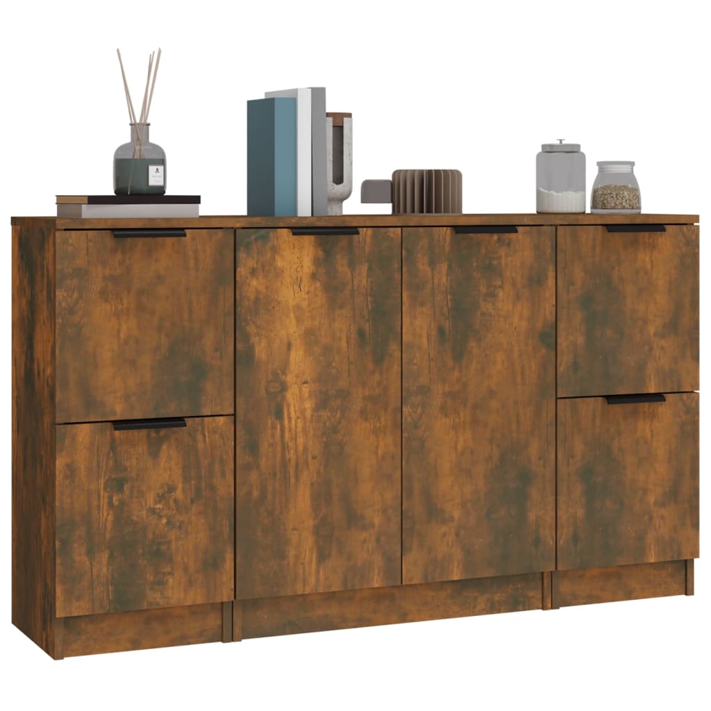 Sideboards 3 pcs Smoked Oak Wood Based Material