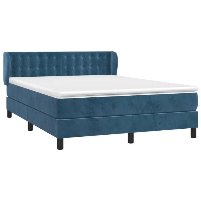 Maison Exclusive - Sommier à lattes de lit et matelas Bleu foncé 140x190cm Velours