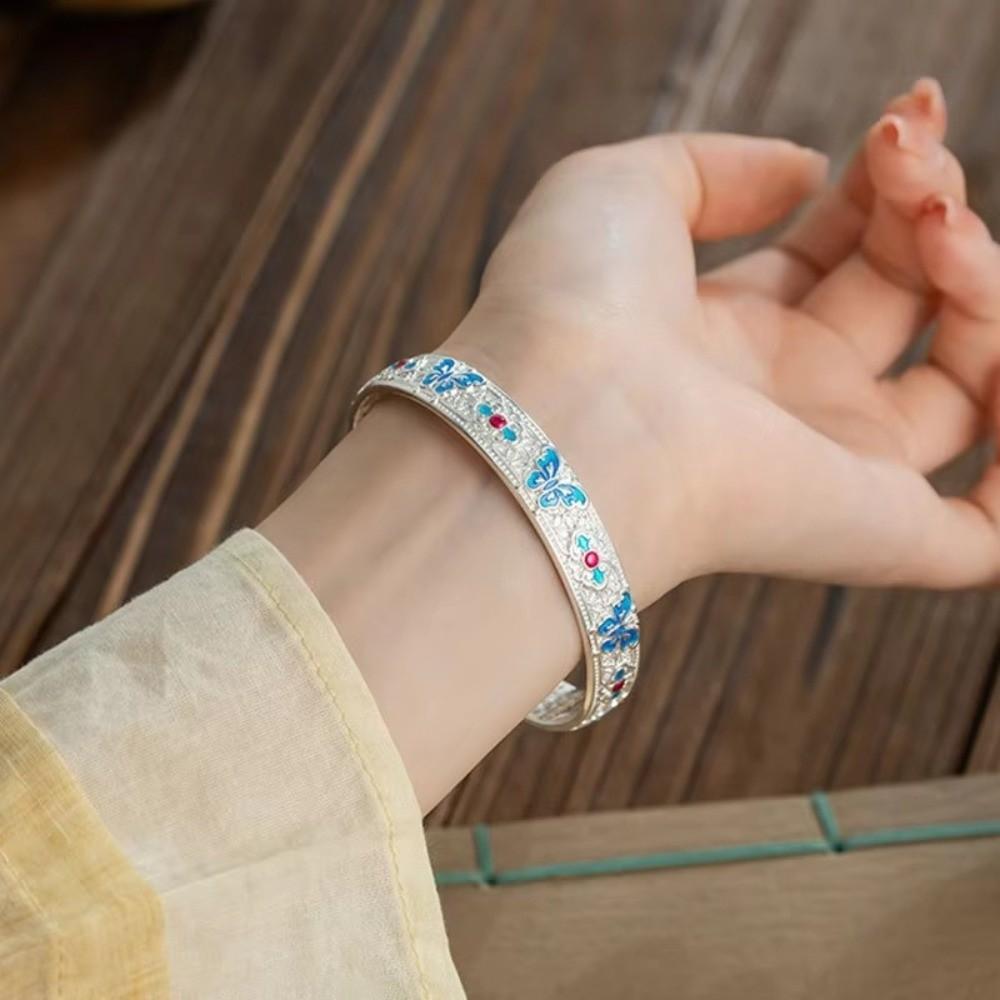 Ethnic Style Women's Hand Bracelet Traditional Chinese Cloisonne Bracelet Enamel Bracelet Gift